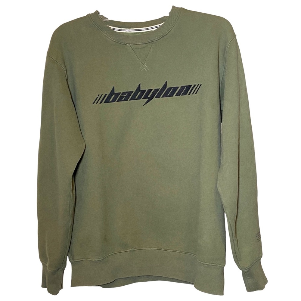 TNA Babylon Sweatshirt Crew Neck Embroidered Unisex S Green